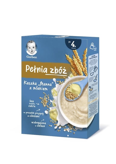 Gerber Pełnia zbóż Kaszka manna z mlekiem dla niemowląt po 4 miesiącu 200 g Gerber