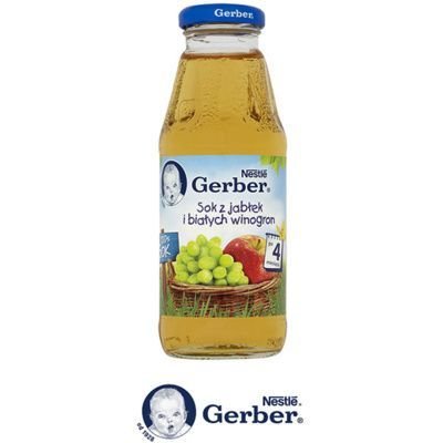 Gerber, Sok 100% z jabłek i białych winogron, 300 ml, 4m+ Gerber
