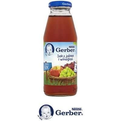Gerber, Sok 100% z jabłek i winogron, 300 ml, 4m+ Gerber