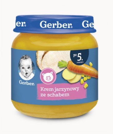 Gerber, Zupka krem jarzynowy ze schabem dla niemowląt po 5 miesiącu, 125 g Gerber