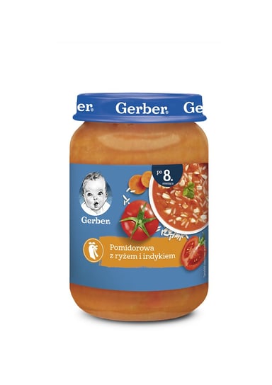 Gerber, Zupka pomidorowa z indykiem i ryżem dla niemowląt po 8 miesiącu, 190 g Gerber