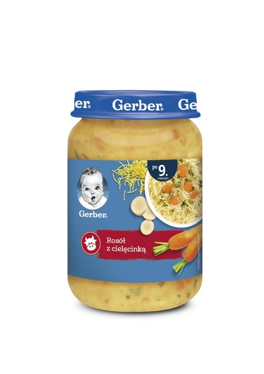 Gerber, Zupka rosół z cielęcinką dla niemowląt po 9 miesiącu, 190 g Gerber