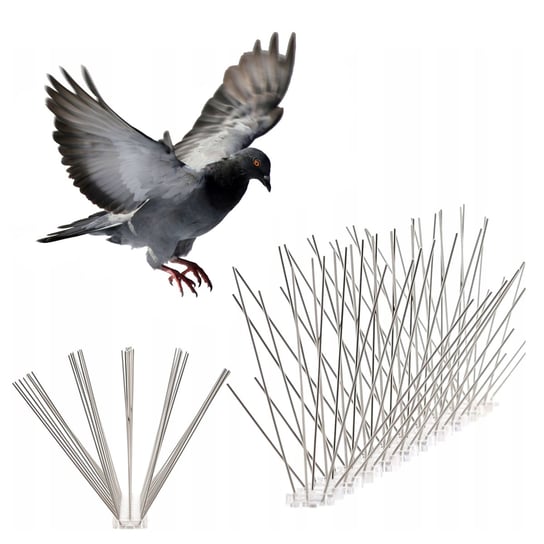 Gęste, metalowe kolce na gołębie, kolce na ptaki 50cm 60 kolców 2,5 m sarcia.eu