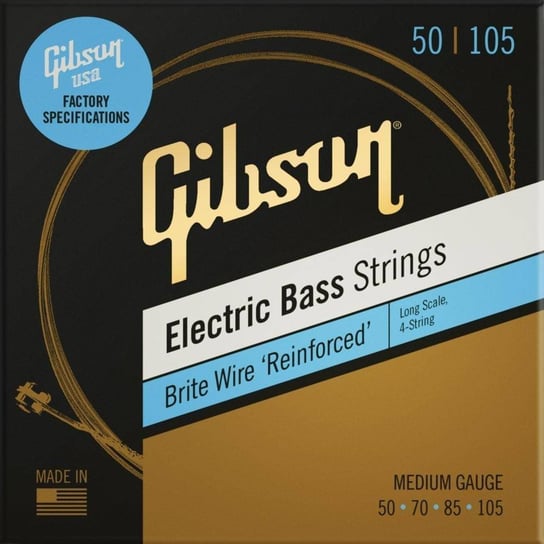 Gibson Sbg-Lsm Long Scale Brite Wire Electric Bass Strings, 4-String, Roundwound Struny Basowe Gibsons