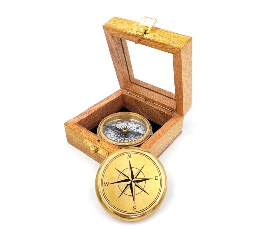GiftDeco, Kompas mosiężny w pudełku drewnianym GIFTDECO