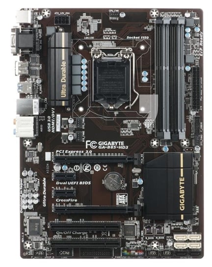 GIGABYTE GA-B85-HD3 Intel B85 LGA 1150 (2xPCX/VGA/DZW/GLAN/SATA3/USB3/RAID/DDR3/CROSSFIRE) Gigabyte