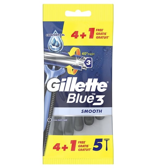 Gillette, Blue 3 Smooth, Jednorazowe Maszynki Do Golenia Dla Mężczyzn, 5szt. Gillette