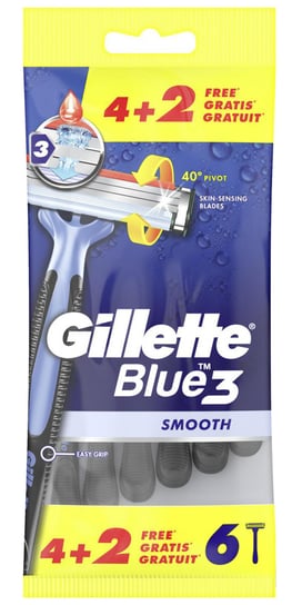 Gillette, Blue 3 Smooth jednorazowe maszynki do golenia dla mężczyzn 6szt Gillette