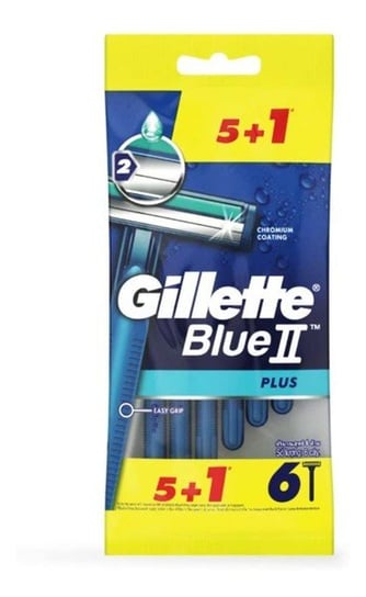Gillette, Blue II Plus, Jednorazowe maszynki do golenia dla mężczyzn. 6 szt. Gillette