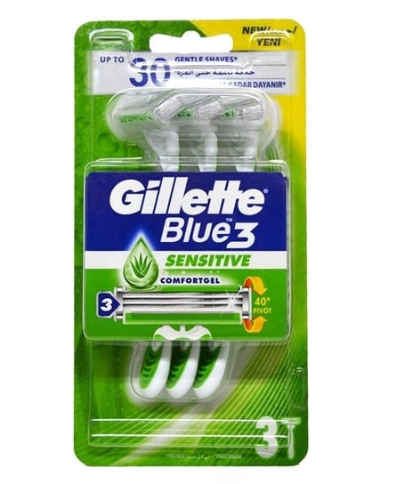 Gillette Blue3 Sensitive Jednorazowa maszynka do golenia dla mężczyzn, 3 sztuk Gillette