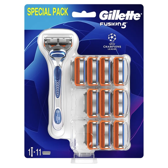 Gillette Fusion5 Maszynka do golenia, z 5 ostrzami zmniejszającymi tarcie, dla golenia, którego prawie nie poczujesz + 10 Ostrzy Wymiennych Gillette