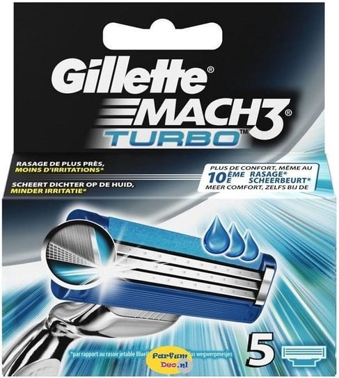 Gillette, Mach 3 Turbo, wkłady do maszynki, 5 szt. Gillette