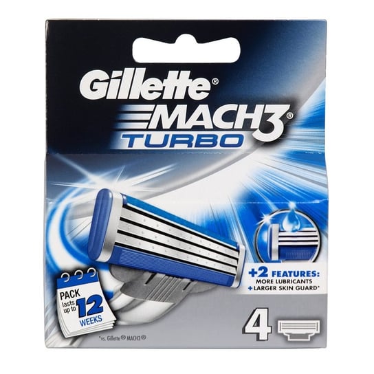 Gillette, Mach 3 Turbo, wymienne ostrza do maszynki do golenia, 4 szt. Gillette