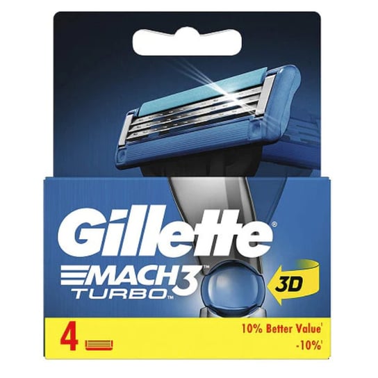 Gillette Mach3 Turbo Wkłady do Maszynek, 4 Szt. Gillette