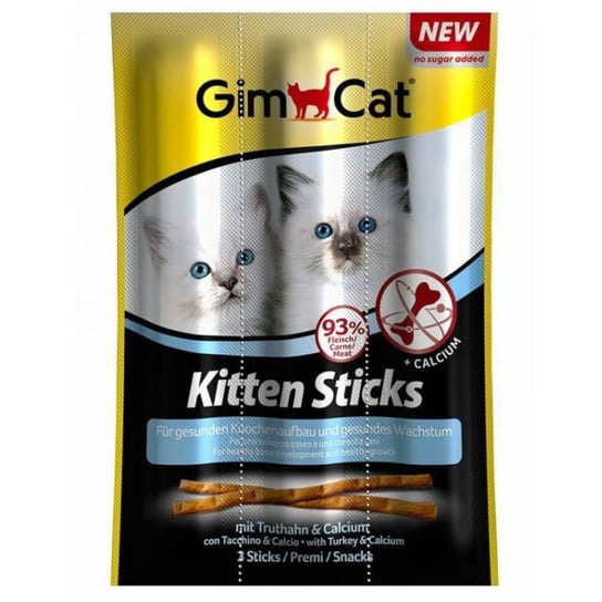 Gimcat Kitten Kabanosy Kociąt Przysmak Wszystkich Ras Indyk Z Wapniem 3X3G GimCat