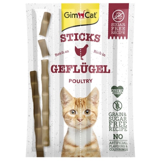 Gimcat Sticks 95% Meat - Kiełbaski Drobiowe Z Wątróbką 4 Sztuki GimCat