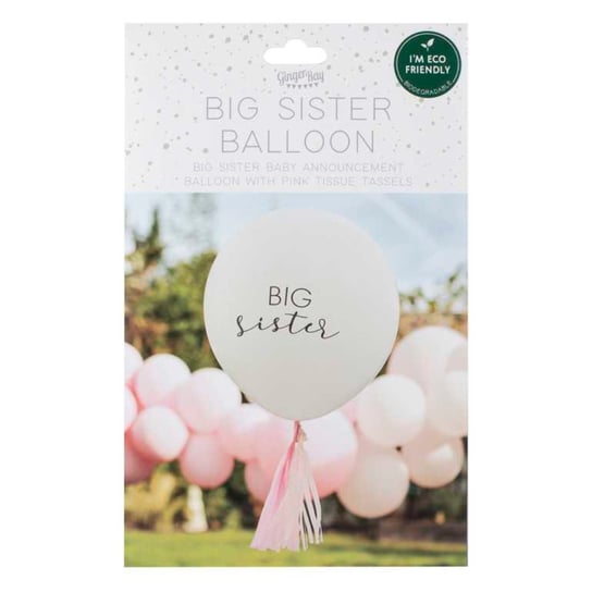Gingerray balon lateksowy Big Sister Balloon with Pink Tassels Ginger Ray