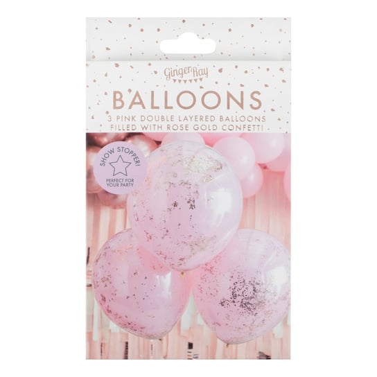 Gingerray balony lateksowe Double Layered Pink and Rose Gold Confetti Balloons Inna marka