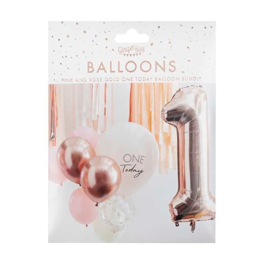 Gingerray Balony Lateksowe Pink And Rose Gold First Birthday Ginger Ray