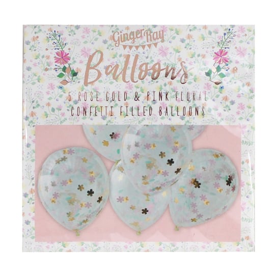Gingerray balony lateksowe Rose Gold Floral Confetti Balloons Ginger Ray