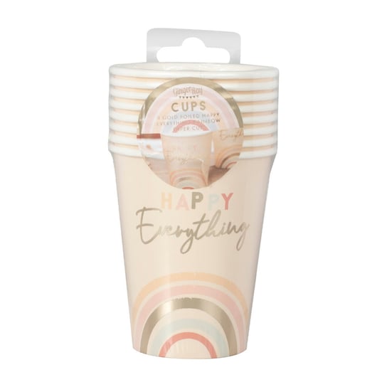 Gingerray Kubki papierowe Happy Everything Natural Rainbow Birthday Party Cups Ginger Ray