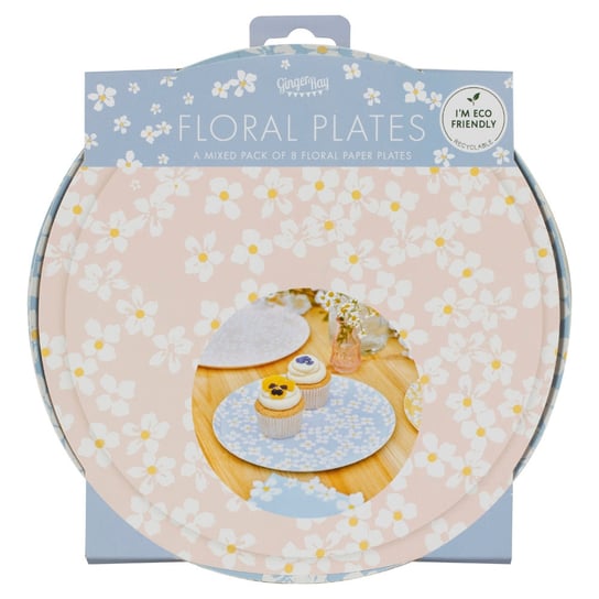 Gingerray Talerzyki papierowe Floral Paper Plates Ginger Ray