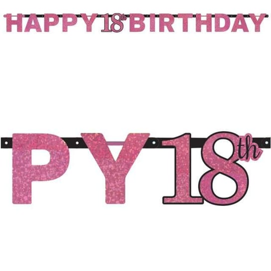 Girlanda, 18. Urodziny Happy Birthday, różowy, 210 cm Amscan
