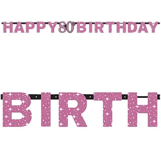 Girlanda, 80 Urodziny - Sparkling Celebrations, 213 cm, różowa Amscan