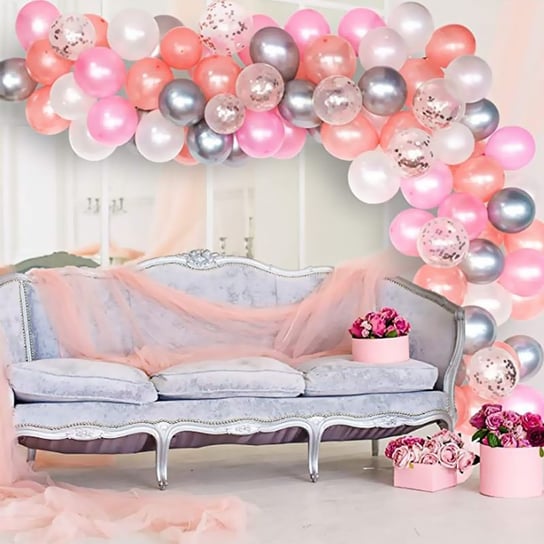 Girlanda balonowa 120 balonów Premium – biało różowa HEDO