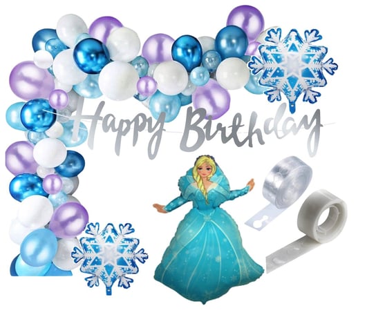 Girlanda balonowa Kraina Lodu Elza Śnieżynka Zestaw Dekoracji Baner Happy Birthday Szafran Limited