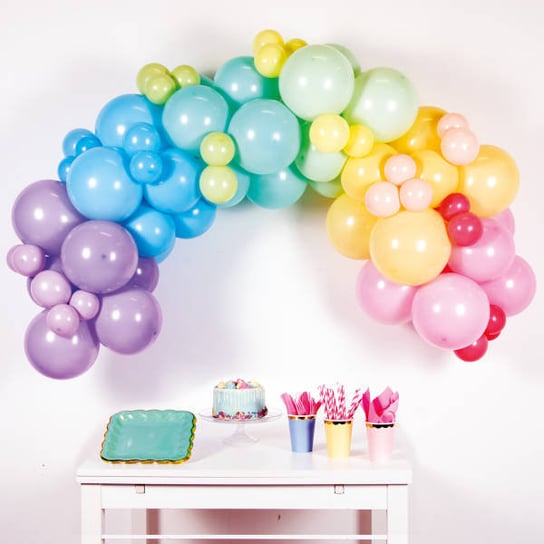 Girlanda balonowa Tęczowa Pastelowa, zestaw 78 balonów Amscan