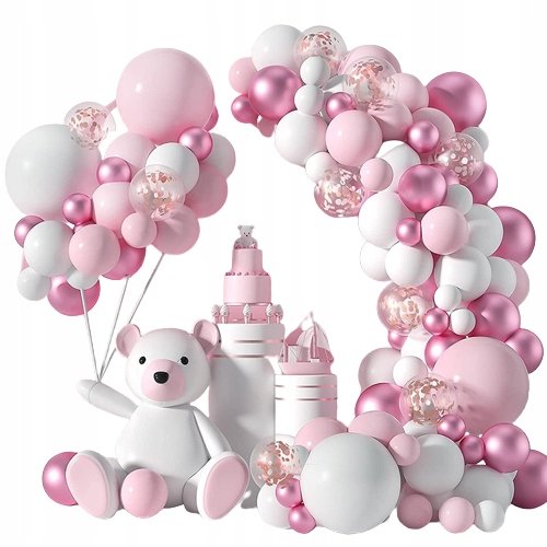 Girlanda balonowa, urodziny, baby shower XL, model 2, różowo-biały Inna marka