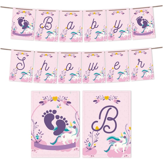 Girlanda Baner Baby Shower Jednorożec + Sznurek Z2 Inna marka