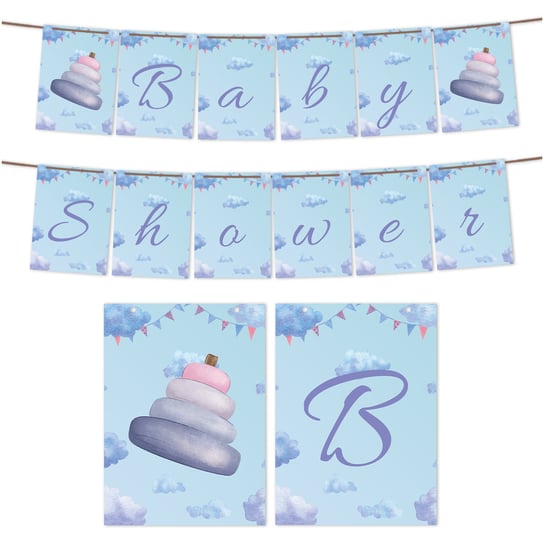 Girlanda Baner Baby Shower Niebieskie + Sznurek Z2 Inna marka