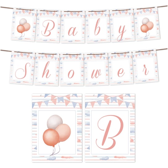 Girlanda Baner Baby Shower Róż Nieb + Sznurek Z2 Inna marka