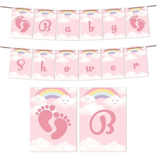 Girlanda Baner Baby Shower Tęcza Róż + Sznurek Z2 Inna marka