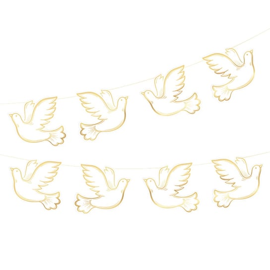 Girlanda baner papierowa Gołębie Gołąbki biało-złote 180cm ABC