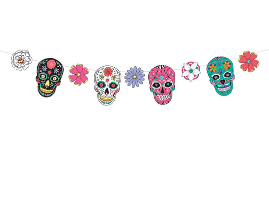 Girlanda, Dia de Los Muertos - Maski, różnokolorowy, 120 cm PartyDeco