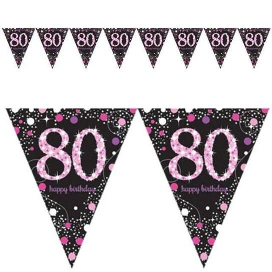Girlanda, flagi 80 Urodziny - Sparkling Celebrations Pink, 400 cm Amscan