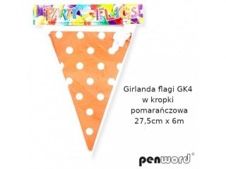 Girlanda Flagi Gk4 W Kropki Pomarańczowa 27,5Cmx6M Penword PENWORD