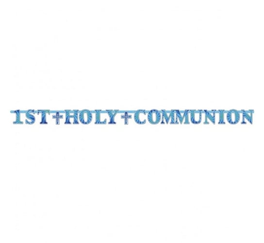 Girlanda komunijna "1ST HOLY COMMUNION", niebieska, 2.74 m / 1 szt. KK AMSCAN