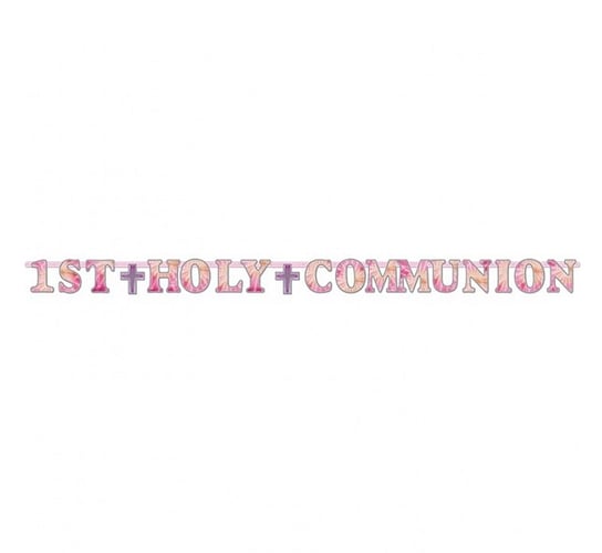 Girlanda komunijna "1ST HOLY COMMUNION", różowa, 2.74 m / 1 szt. KK AMSCAN