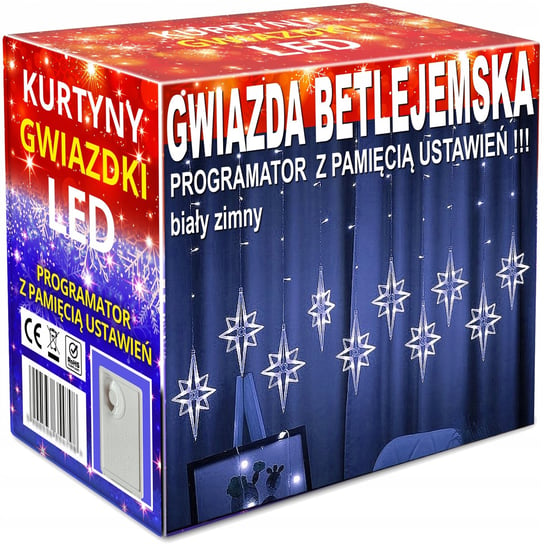 Girlanda KURTYNA LED lampki choinkowe wiszące gwiazdki sople okno GWIAZDA Inna marka