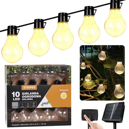 Girlanda ogrodowa solarna 10 LED, łańcuch świetlny 3,8m Garden Line