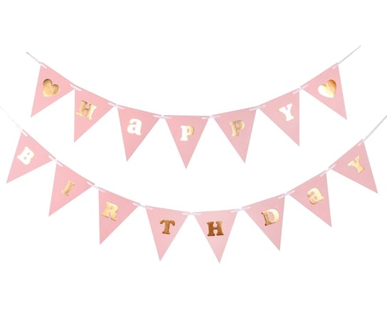 Girlanda papierowa B&G Happy Birthday - Baby Girl, jasnoróżowa, 300 cm, DIY, wys. flagi 17 cm GoDan