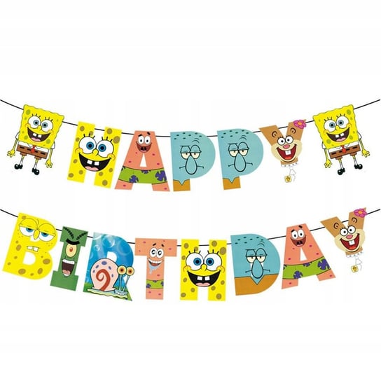 Girlanda papierowa Happy Birthday Sponge Bob (1 szt) PartyPal