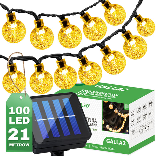 Girlanda Solarna Ogrodowa 100x LED Ozdobne Kuleczki 21.8m Ciepła 3000K GALLA2 LUMILED Lumiled