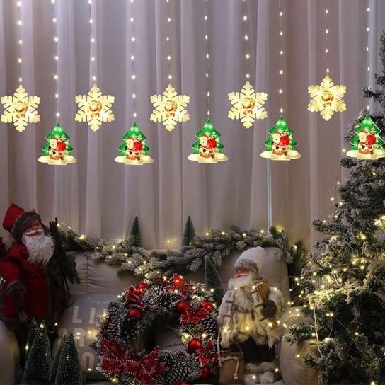 GIRLANDA ŚWIĄTECZNA KURTYNA NA OKNO LAMPKI CHOINKOWE PŁATKI ŚNIEGU CHOINKA Inna marka