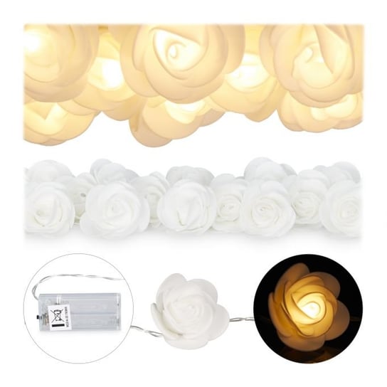 Girlanda świetlna lampki LED 3cm róże białe RELAXDAYS