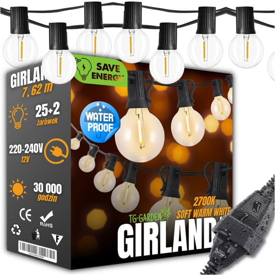 GIRLANDA ŚWIETLNA OGRODOWA LAMPKI 25 LED ZEWNĘTRZNA DEKORACJA BALKON TARAS Inna marka